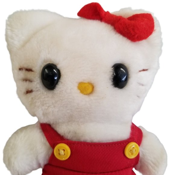 Vintage 1983 Hello Kitty Plush Red Overalls Child Guidance Sanrio CBS Toys 7" - Picture 3 of 13